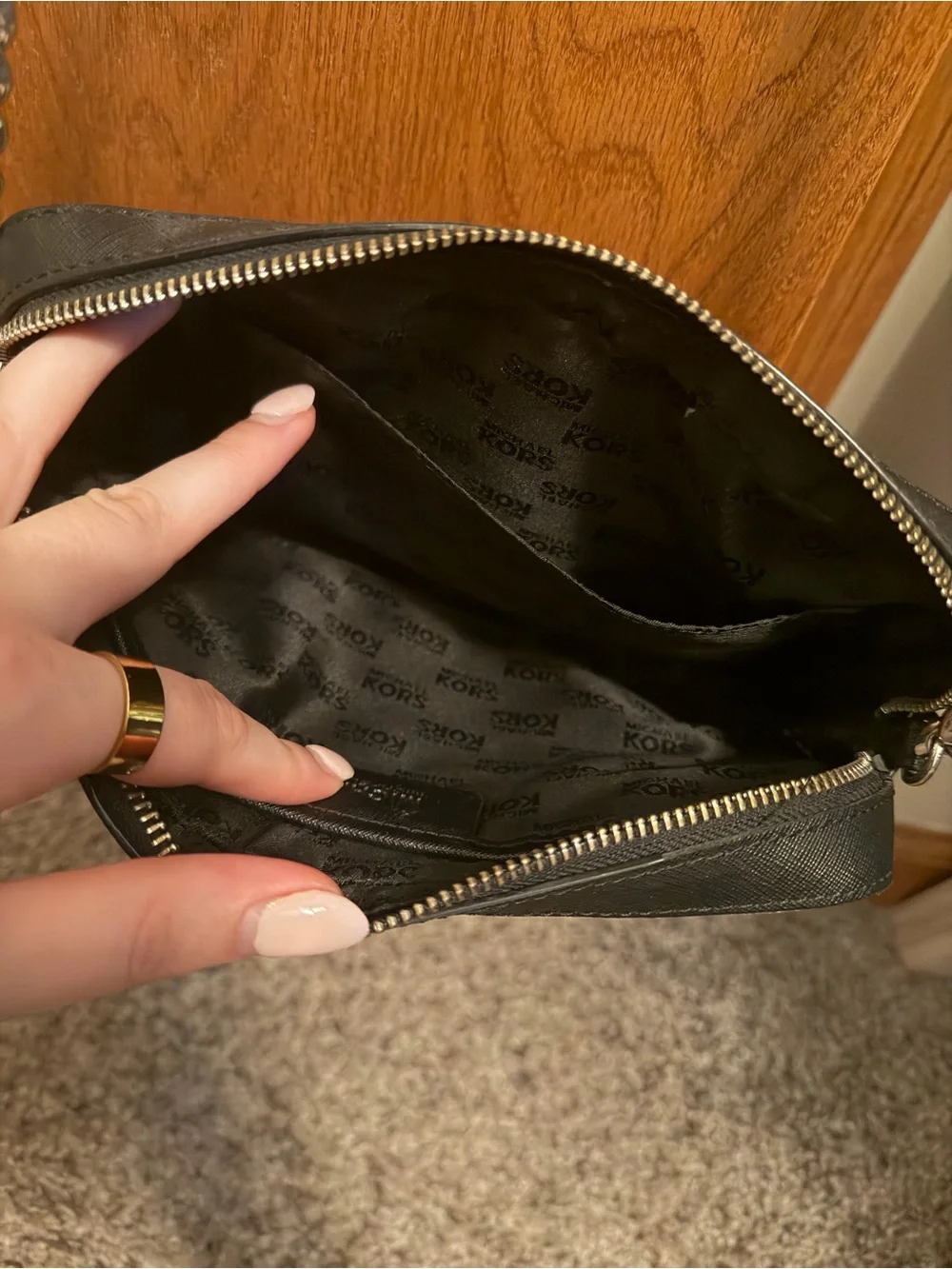 Michael Kors Gray and Black MK Monogram Crossbody
